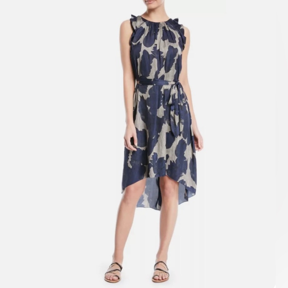 Halston Heritage Printed Sleeveless Self-Tie High-Low Dress, Size 2